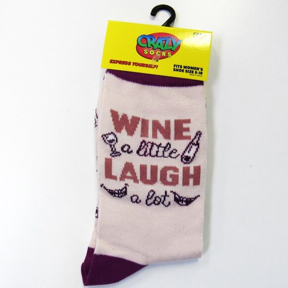 Women's Novelty Funny Wine Socks " Wine A Little Laugh A Lot " Stocking Stuffer - Picture 1 of 2